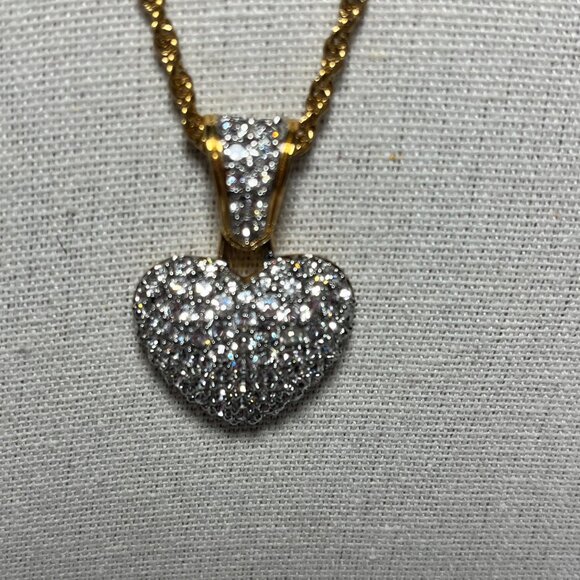 Swarovski Gold-Tone Necklace With Pave Crystal Heart Pendant & Chain - Picture 3 of 7